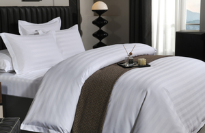 Thanh lịch thoải mái tốt nhất, mềm nhất, coziest tấm bộ-khách sạn chất lượng sang trọng chống nhăn Damask sọc tấm ga trải giường thiết lập, trắng - Product Image 2