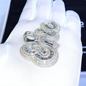 Pendentif Serpent Éco-responsable Moissanite Effet Diamant Or Rose Style Hip Hop Bijoux Personnalisés Charme Diamanté Vente Spéciale Fête - Product Image 1