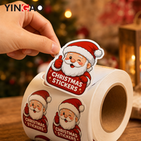 Autocollants de Noël personnalisés, étiquettes de Père Noël en rouleau, autocollants en vinyle imperméables pour boîtes cadeaux, scellage de cadeaux, emballage de fêtes, décalcomanies, logo
