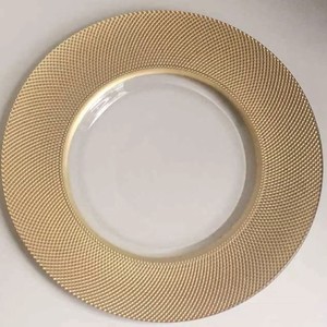 Assiette de service en verre noir classique K11 écologique de 13 pouces pour assiettes à dîner avec design à bord martelé - Product Image 5