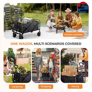 Chariot pliable à usage intensif avec plate-forme en maille | Chariot utilitaire de magasinage et de stockage de plage de jardin | Cadre en acier - Product Image 6