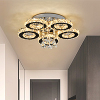 Vente chaude Moderne Simple Élégant LED Plafonnier Cristal Couloir Lampe avec Base En Acier Inoxydable pour Salon ou Chambre