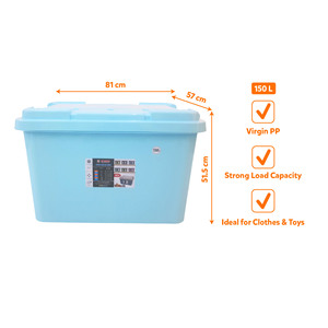 150L PP Plastic <b>Storage</b> Box Lid Large Capacity Stackable Dustproof Waterproof Eco Friendly Modern Design Multifunction <b>Storage</b> - Product Image 3