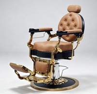 Fauteuil de barbier capitonné antique, fauteuil de barbier à inclinaison complète avec levage hydraulique pour la décoration de salon de coiffure de luxe
