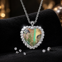 Collier personnalisé avec portrait d'animal de compagnie en forme de cœur serti de diamants, accessoire commémoratif pour couple avec photo de couple