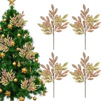 Guirlande de Noël en feuilles d'or à 6 feuilles, décoration artificielle scintillante pour fête, article décoratif