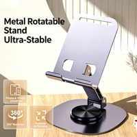 Support de téléphone et tablette en métal multifonctionnel, rotatif, relevable, pliable, support de bureau pour diffusion en direct, support universel OEM