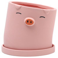 Dessin animé mignon tête inclinable Animal pot de fleurs en céramique argile respirante maison balcon ornements orchidée plantation succulente