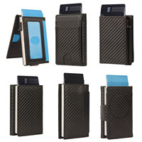 Portefeuille intelligent minimaliste à double pliage pour homme, avec porte-cartes fin escamotable, blocage RFID, étui à cartes en métal aluminium