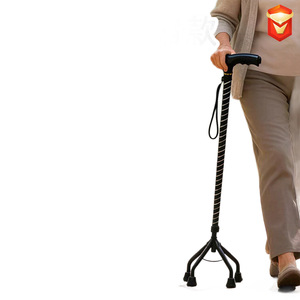 Bastón Telescópico de Cuatro Patas, Negro, Altura Ajustable, Antideslizante, Ligero, para Uso Doméstico en Personas Mayores - Product Image 2