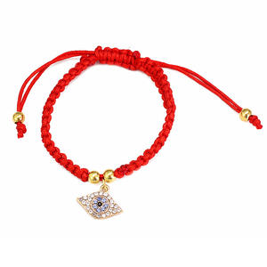 Evileye encanto cábala mano de Fátima Judaica <span class=keywords><strong>Chamsa</strong></span> Hamsa rojo pulsera de plata - Product Image 2