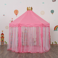 Tienda de juegos infantil grande con forma de castillo de princesa y teatro, con luz de estrellas, para juegos de interior y exterior