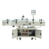 Machine d'étiquetage automatique pour bouteilles rondes, flacons, boîtes de conserve et pots, avec application d'étiquettes sur un ou deux côtés en plastique ou verre