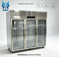 Réfrigérateur à vitres pour exposition, refroidi par air commercial avec étagères réglables