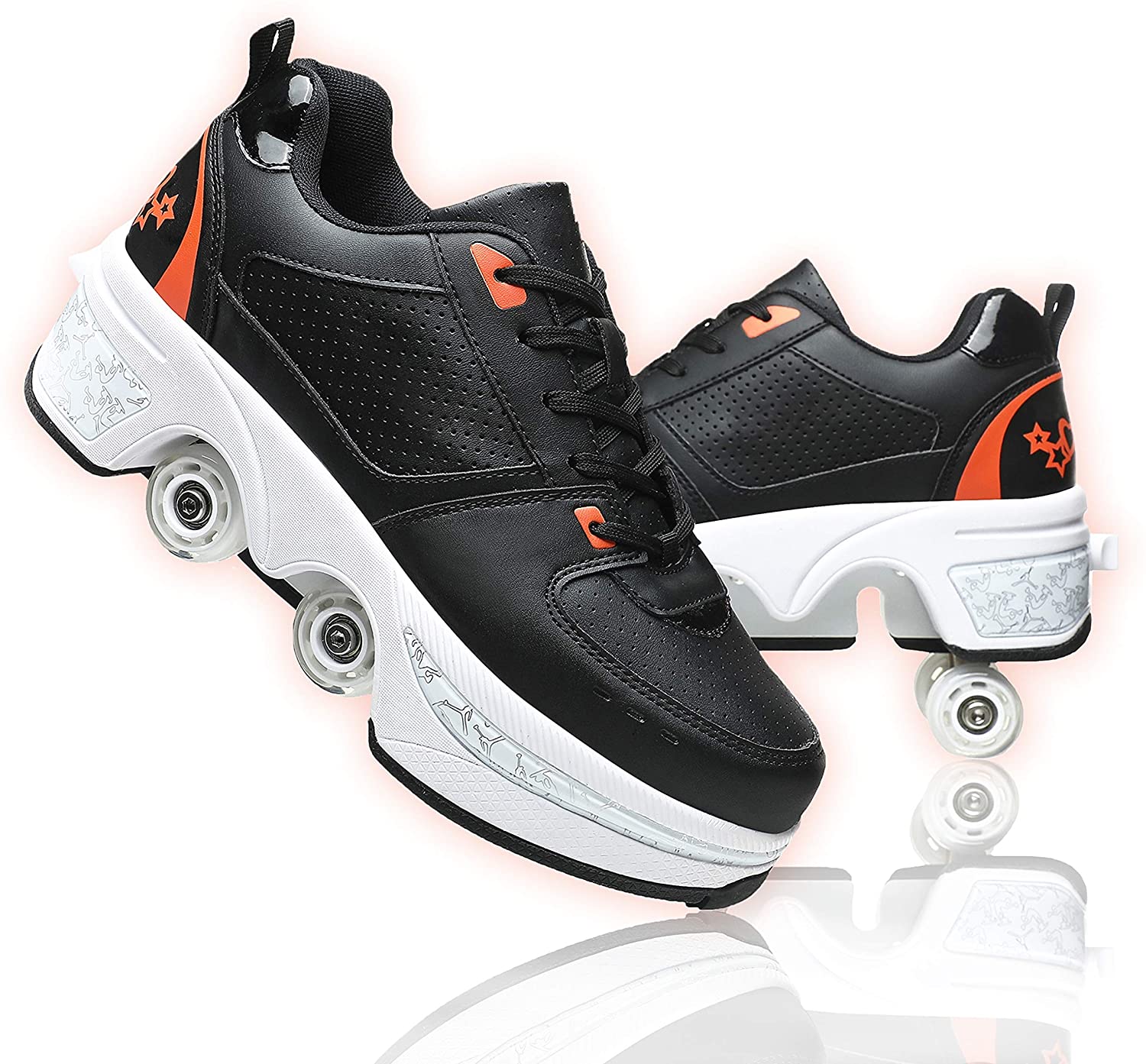fashion Deformation Roller Shoes Automatic Walking Pulley Double-Row Deform Wheel Skate Shoes for men women
