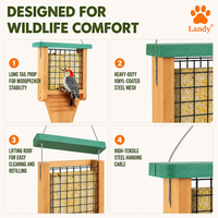 Mangeoire à oiseaux en bois de cèdre de grande capacité, résistante aux intempéries, à suspendre, pour la décoration extérieure du jardin