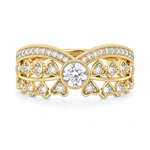 Anillo tallado en forma de corazón para mujer, estilo nupcial, diseño vintage, accesorio para el dedo de uso diario - Product Image 1
