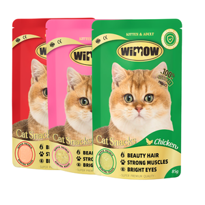 Wimow Emballage personnalisé <span class=keywords><strong>pour</strong></span> aliments humides <span class=keywords><strong>pour</strong></span> chats, haute teneur en protéines, au saumon/poulet/thon, en sachet rétractable <span class=keywords><strong>stérilisé</strong></span> à la chaleur 85g, <span class=keywords><strong>pour</strong></span> toutes les phases de vie - Product Image 4