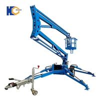 Plateforme élévatrice à flèche montée sur remorque HC Factory - Alimentée au diesel/électrique, hauteur de travail de 16 m, capacité de charge de 200 kg, rayon de travail de 8,5 m