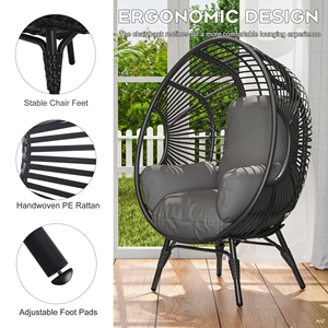 Elegante Silla Colgante Moderna con Respaldo en Arco, Portátil y Cómoda, con Capacidad para 400 lb, Columpio de Patio con Cojín de 8 Pulgadas - Product Image 3
