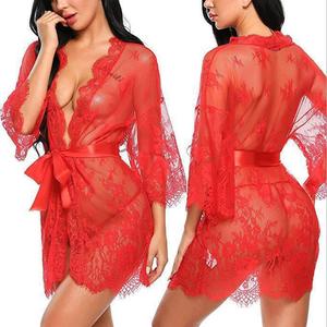 Nouveau Style Européen et Américain, Lingerie Sexy Femme, Tentalion Sexy, <span class=keywords><strong>Kimono</strong></span> Robe Babydoll en Dentelle, Chemise de Nuit en Maille - Product Image 1