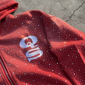 Sweat à capuche en coton premium à double fermeture éclair, broderie personnalisée, strass, lourd, délavé à l'acide, effet vieilli – Fabricants - Product Image 4
