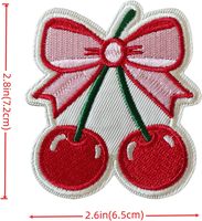 Écusson rond brodé en forme de cerise rouge, style coquette, avec application, 2,8x2,6, crochet et boucle pour casques, sacs, vêtements, cadeaux DIY