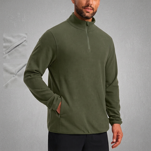 เสื้อแจ็คเก็ตฟลีซผู้ชายแบบซิปครึ่งตัว ยี่ห้อ Edge Apparel ผลิตจากผ้าฝ้าย 100% ระบายอากาศได้ดี พิมพ์ลายนูน สไตล์สตรีทแวร์ แขนยาว - Product Image 1