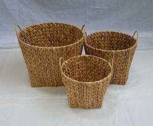Custom Shape Water Hyacinth Storage <b>Basket</b> OEM ODM Handmade Natural <b>Woven</b> <b>Basket</b> with or without Handle for Home Organization - Product Image 6