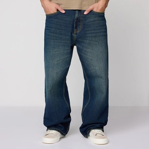 Jeans pour hommes personnalisés, style hiver, coupe large, imprimés Hip Hop, délavés, ODM, 100% Coton, respirants, taille mi-haute, coupe ample - Product Image 4