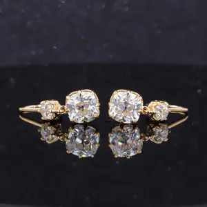 starsgem factory making latest 14K yellow gold jewelry studs earring pendant old mine cut gemstone diamond moissanite earring