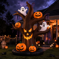 Arbre gonflable LED d'Halloween, décoration extérieure 3D imperméable avec fantôme et citrouille