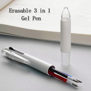 NP-099 Retractable Eraser 3 <b>Color</b> <b>Multi</b> Function Plastic Gel ink <b>Pen</b> with Eraser Toppers - Product Image 2