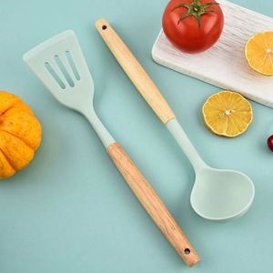 Raybin - Juego de 12 utensilios de cocina ecológicos resistentes al calor con soporte, espátula de silicona antiadherente para hornear - Product Image 5
