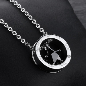 Collier étoile en acier inoxydable noir et blanc plaqué or rose 18 carats avec pierre en zircone cubique, acier inoxydable pour couples - Product Image 4