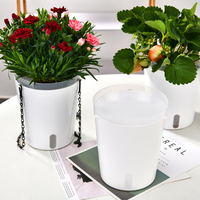 Ventes en gros de pots suspendus en plastique, pots à plantes auto-arrosants, pots à fleurs blancs, décoration de salon, pot à bonsaï moderne pour l'intérieur