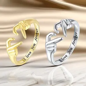 Verstelbare Liefde Hart Ringen Gebaar Handen Ringen Ik Hou Van Je Voor Altijd Hand Met Hart Ringen