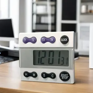 Timer dapur Digital Modern 4 Grup, dengan Alarm ramah lingkungan, Display LCD plastik bertenaga baterai, desain Modern