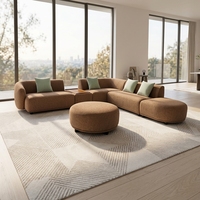 Ensemble de canapés d'angle incurvés modernes et minimalistes en cuir PU de luxe italien, pour appartements et hôtels, par Foshan Furniture