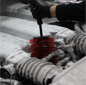 Cepillo de lavado de ruedas de coche con mango largo, cepillo para limpiar la parrilla <span class=keywords><strong>del</strong></span> <span class=keywords><strong>motor</strong></span> de coches y camiones - Product Image 1
