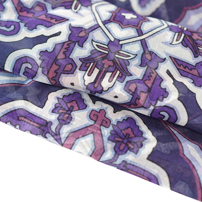 Custom high-end high-quality digital printed silk linen fabric silk mixed printed fabric