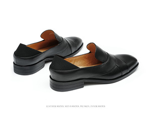 Botas de punta puntiaguda de cuero genuino negro con banda elástica, sin cordones, para oficina y carrera profesional, suela de goma, envío directo - Product Image 5