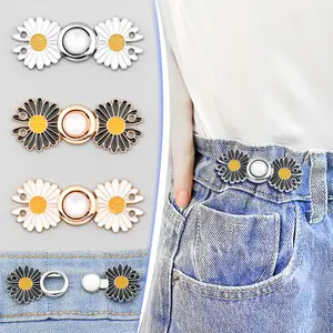 सुंदर डिजाइन धातु डेज़ी डेनिम बटन समायोज्य फैंसी बटन महिलाओं के लिए