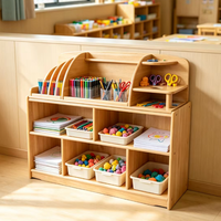 Meuble de rangement en bois de hêtre pour maternelle, bibliothèque préscolaire, ensemble de mobilier pour garderie, fournisseur pour centre d'activités artistiques et créatives pour enfants