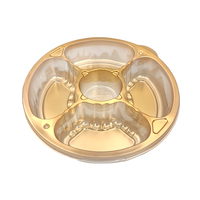 Plateaux ronds jetables en plastique à 5 compartiments, plateaux à fruits transparents pour fruits frais coupés, plateau de livraison avec couvercle