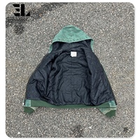 LARSUR Veste de travail en toile de canard lourd personnalisée avec doublure Veste à capuche vintage délavée pour les travailleurs Veste de corvée Manteau à capuche