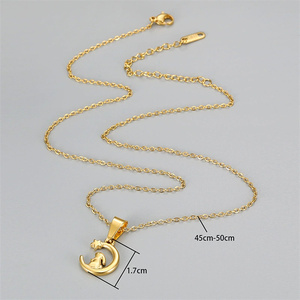 Nouveautés Personnalisé Petite Amie Cadeau Tempérament <span class=keywords><strong>Zodiaque</strong></span> Lapin Étoile Lune Jade Lapin Pendentif Dames Niche Design Collier - Product Image 4