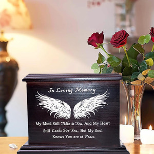 Wooden Pet <b>Urn</b> Rectangle Solid Wood Durable Memorial Box For <b>Cat</b> Dog Funeral Keepsake - Product Image 2