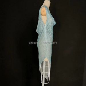 Girls Sexy Mesh Dress Crystal Rhinestone Wedding Dress Girls Sexy Mesh Dress