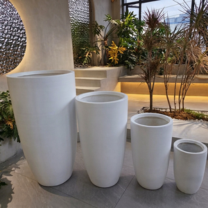 Guangdong-Made Large Indoor/Outdoor <b>Rectangle</b> Fiberclay Planter <b>Pot</b> Drainage Hole Eco-Friendly Hand Carved 25L Durable Gardening - Product Image 1